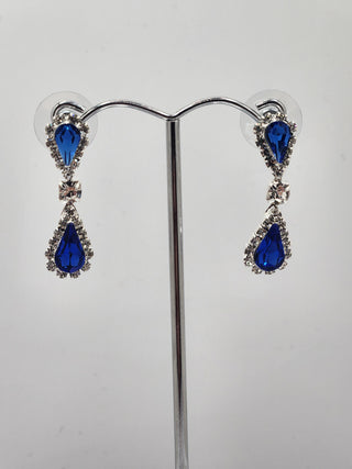 Silver Royal Blue Drop Earrings
