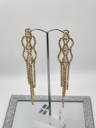 Gold Rhinestone Waterfall Drop Earring