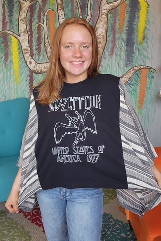 Banded Pullover Tee, Led Zeppelin-Stripe