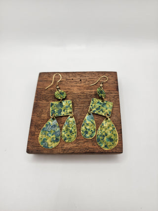 Pewter Green Speck Earrings