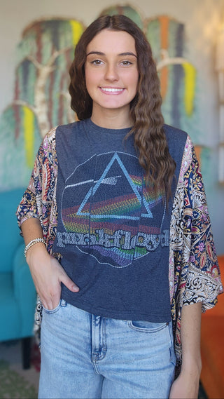Banded Pullover Tee, Pink Floyd Paisley Sleeve
