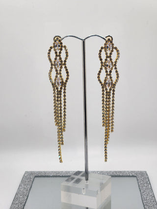 Gold Rhinestone Waterfall Drop Earring