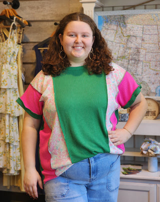 Ribbed Floral Combo Top