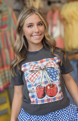 Patriotic Cherry Bow Tee