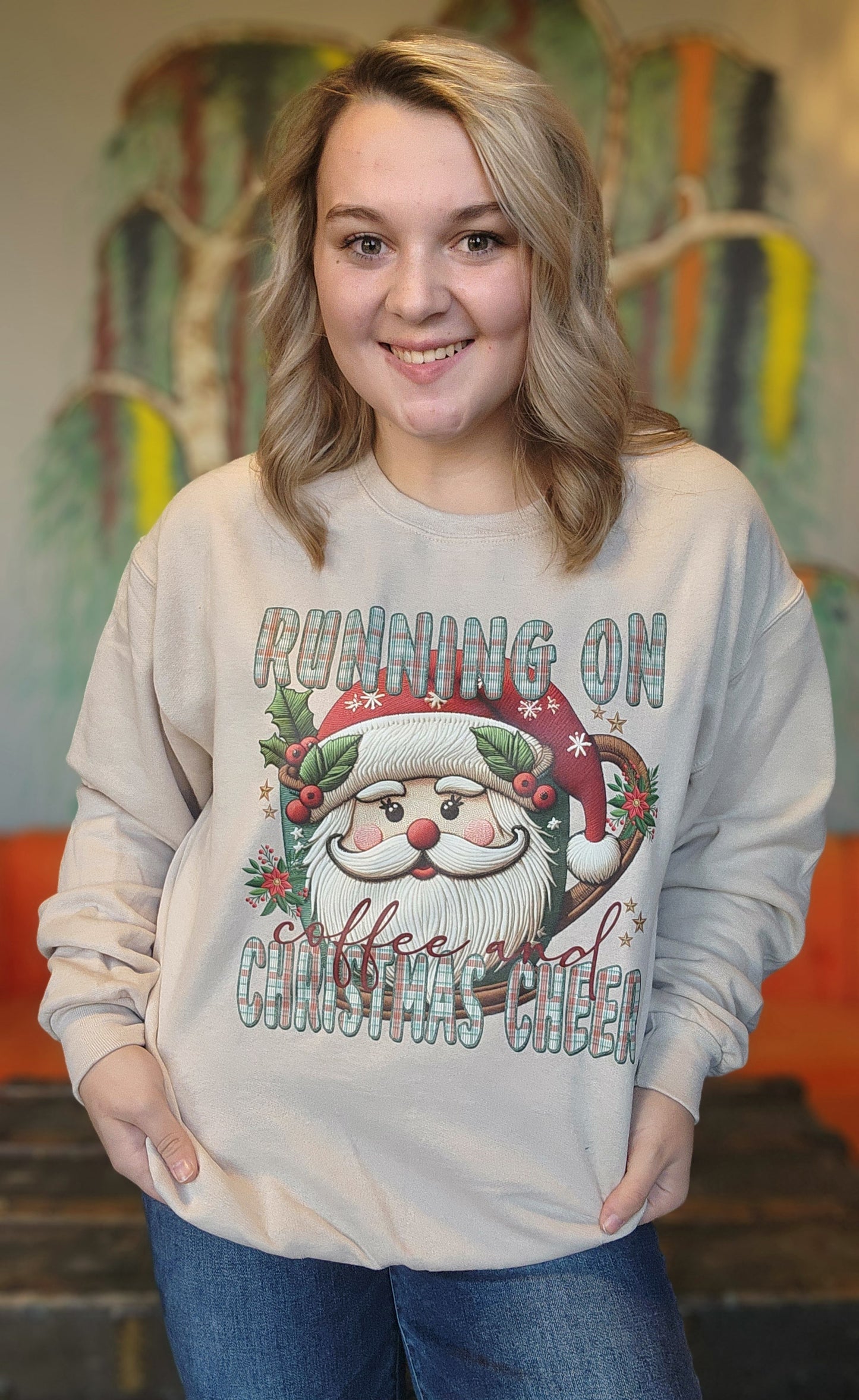 Running On Caffeine and Christmas Cheer Graphic Sweatshirt