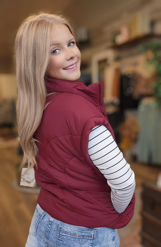 Quilted Mock Neck Puff Vest