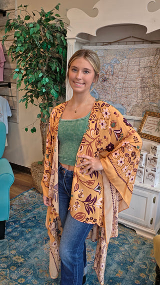 Mustard Floral Kimono