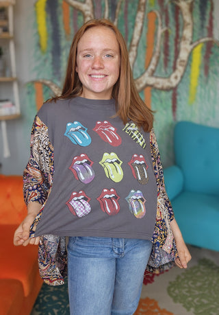 Banded Pullover Tee, Rolling Stones (Tongue Tee)