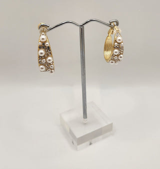 Full Hoop Gold Pearl Earrings