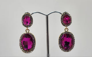 Gold Magenta Drop Earring
