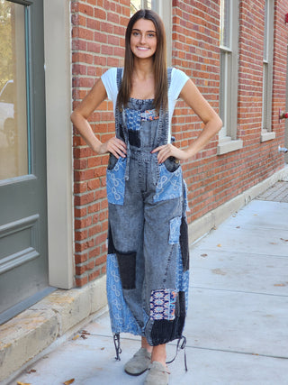 Denim Multi Patch Overalls