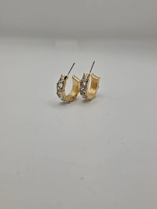 Simple Gold Crystal Hoop Earrings