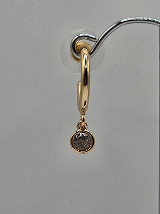 Half Gold Hoop with Dangle Diamond Earrings