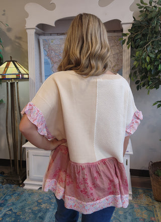 Floral Ruffle Knit Top