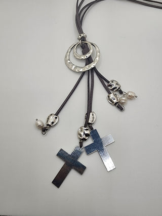 Grey Circle Statement Necklace