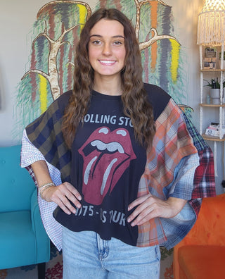Banded Pullover Tee, Rolling Stones Black