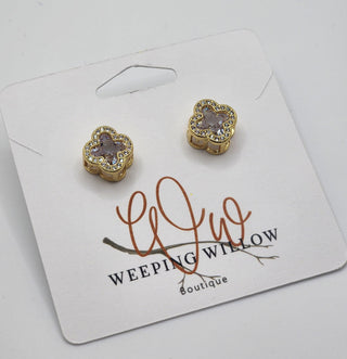 Gold Diamond Clover Earrings