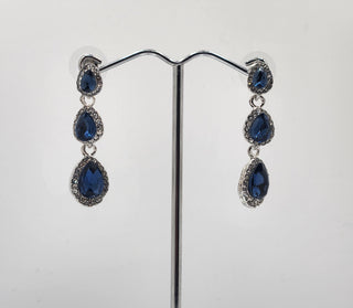 Deep Blue Dangle Three Tier Earring