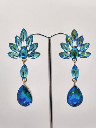 Gold Blue-Green Dangle Earring