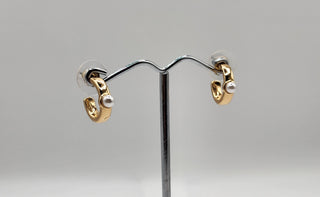 Simple Gold Pearl Hoop Earrings