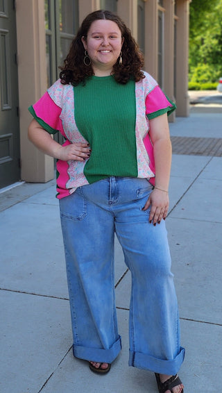 Ribbed Floral Combo Top