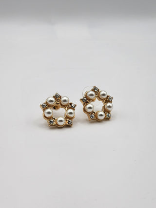 Medieval Gold Pearl Circle Earrings