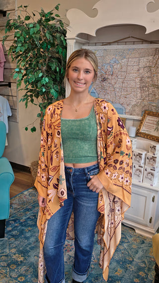 Mustard Floral Kimono