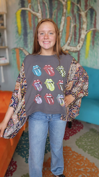 Banded Pullover Tee, Rolling Stones (Tongue Tee)