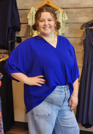 Plus Wide V-Neck Top