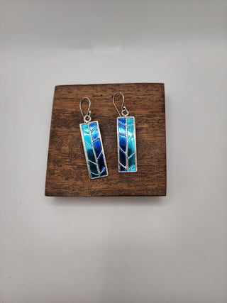 Pewter Blue Dangle Earrings