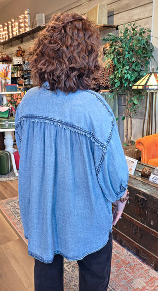 Boho Oversized Button Down Top