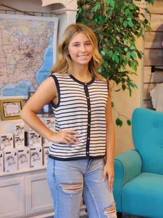 Stripe Navy Sweater Vest