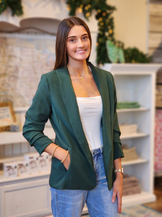 Classic Ruched Sleeve Blazer