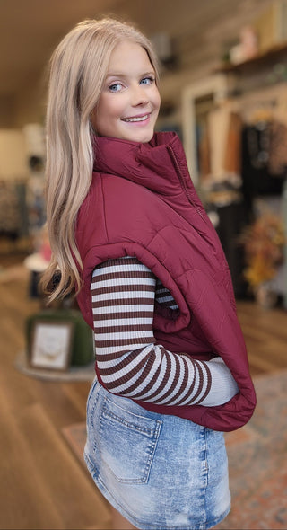Quilted Mock Neck Puff Vest