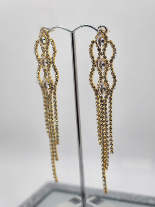 Gold Rhinestone Waterfall Drop Earring