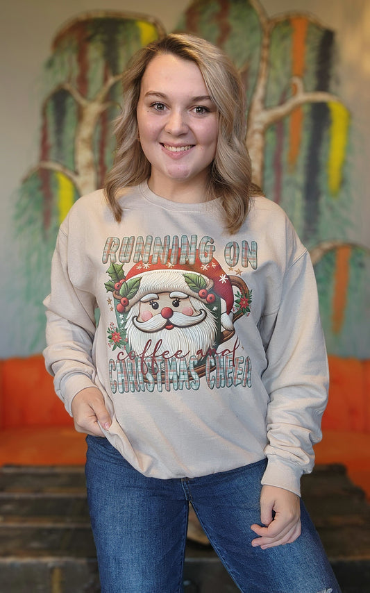 Running On Caffeine and Christmas Cheer Graphic Sweatshirt