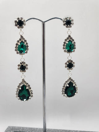 Green Silver Dangle Earring
