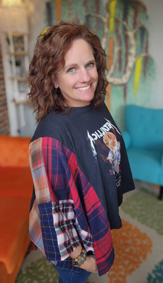 Band Tee Upcycled Flannel-Metallica