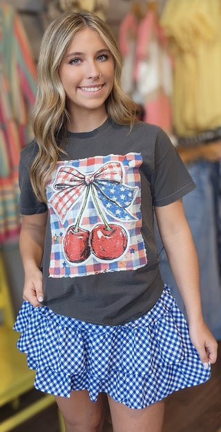 Patriotic Cherry Bow Tee