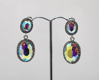 Silver Iridescent Drop Earring
