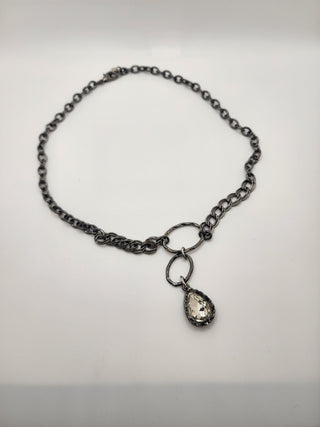 Black Crystal Drop Necklace