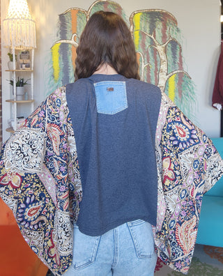 Banded Pullover Tee, Pink Floyd Paisley Sleeve