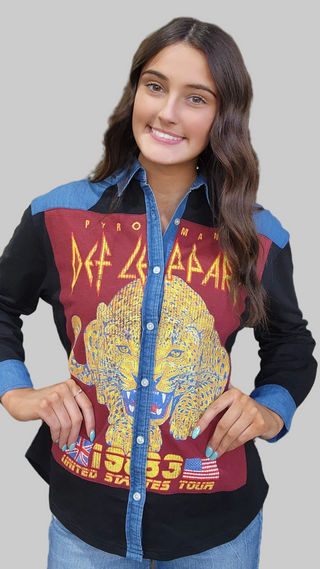 Upcycled Banded Shirt Def Leppard