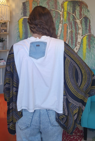 Banded Pullover Tee, Rolling Stones Zigzag Sleeve