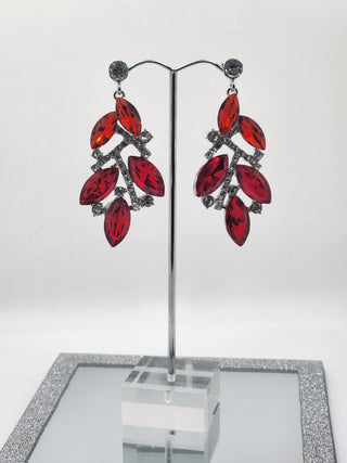 Silver Drop Red Earring