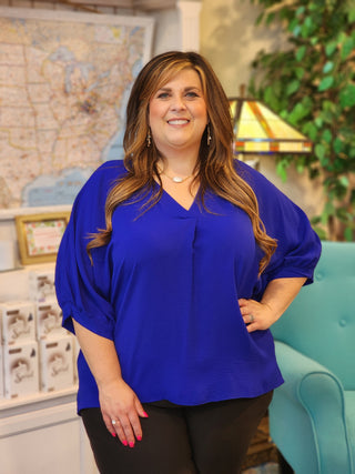Plus Wide V-Neck Top