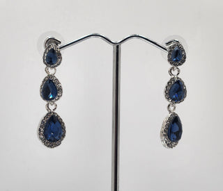 Deep Blue Dangle Three Tier Earring