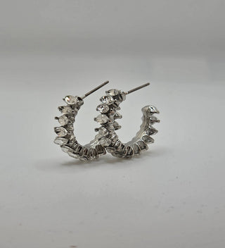 Simple Silver Crystal Hoop Earrings