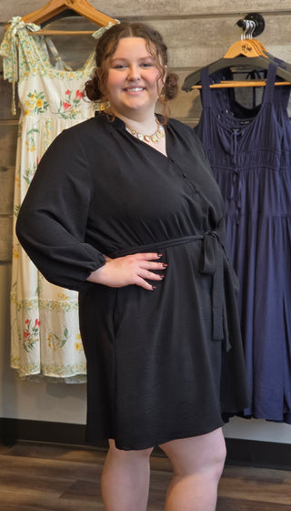 Plus Belt Button Dress