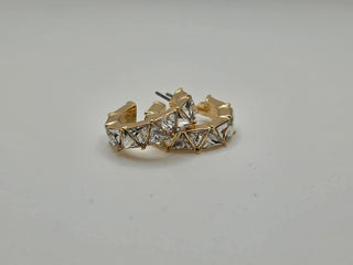 Simple Gold Crystal Hoop Earrings